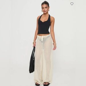 Princess Polly White Ribbed Pants